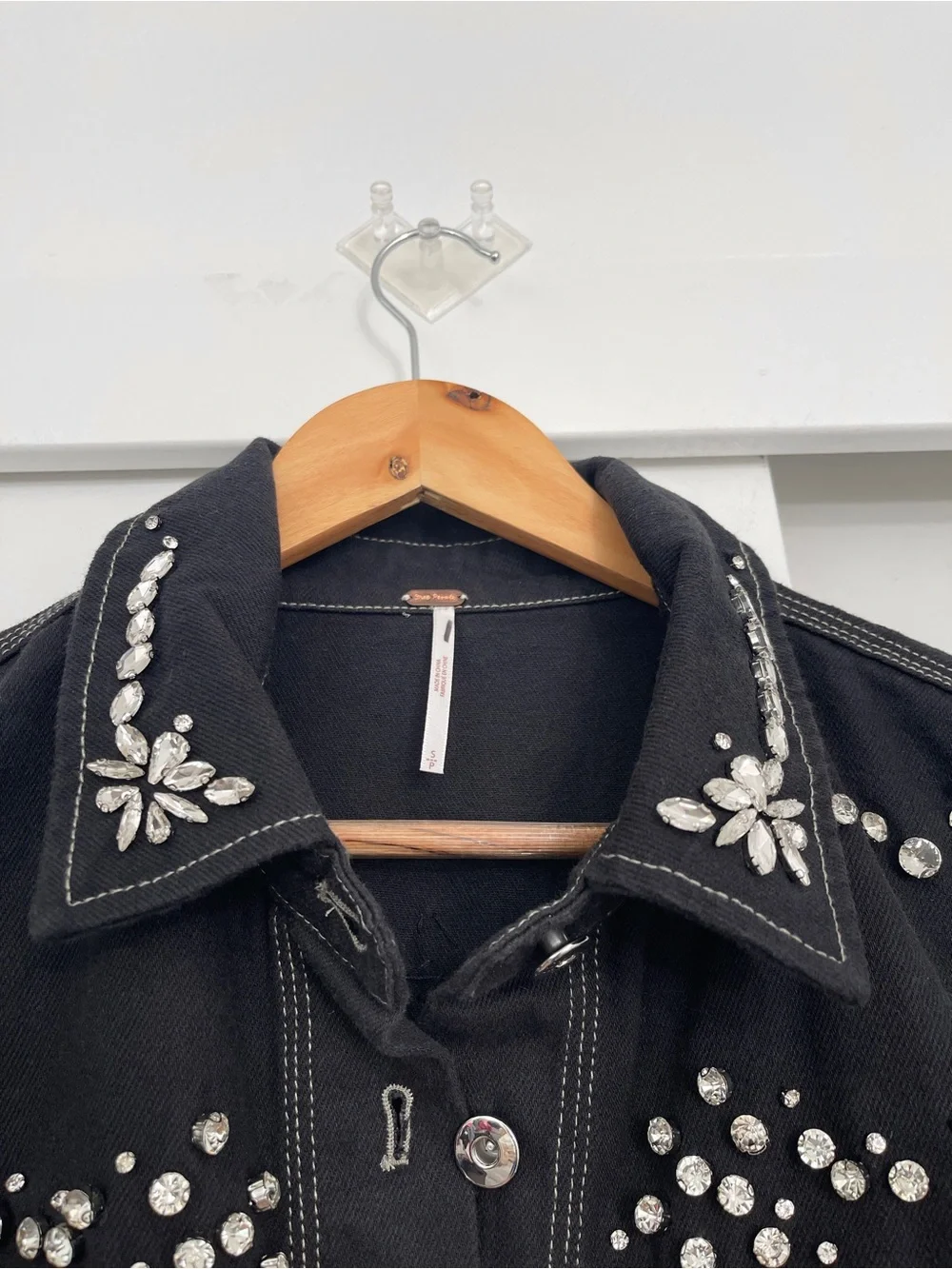 NWT Free People Silver Bells Oversized Embellished Shacket Jacket Size Small